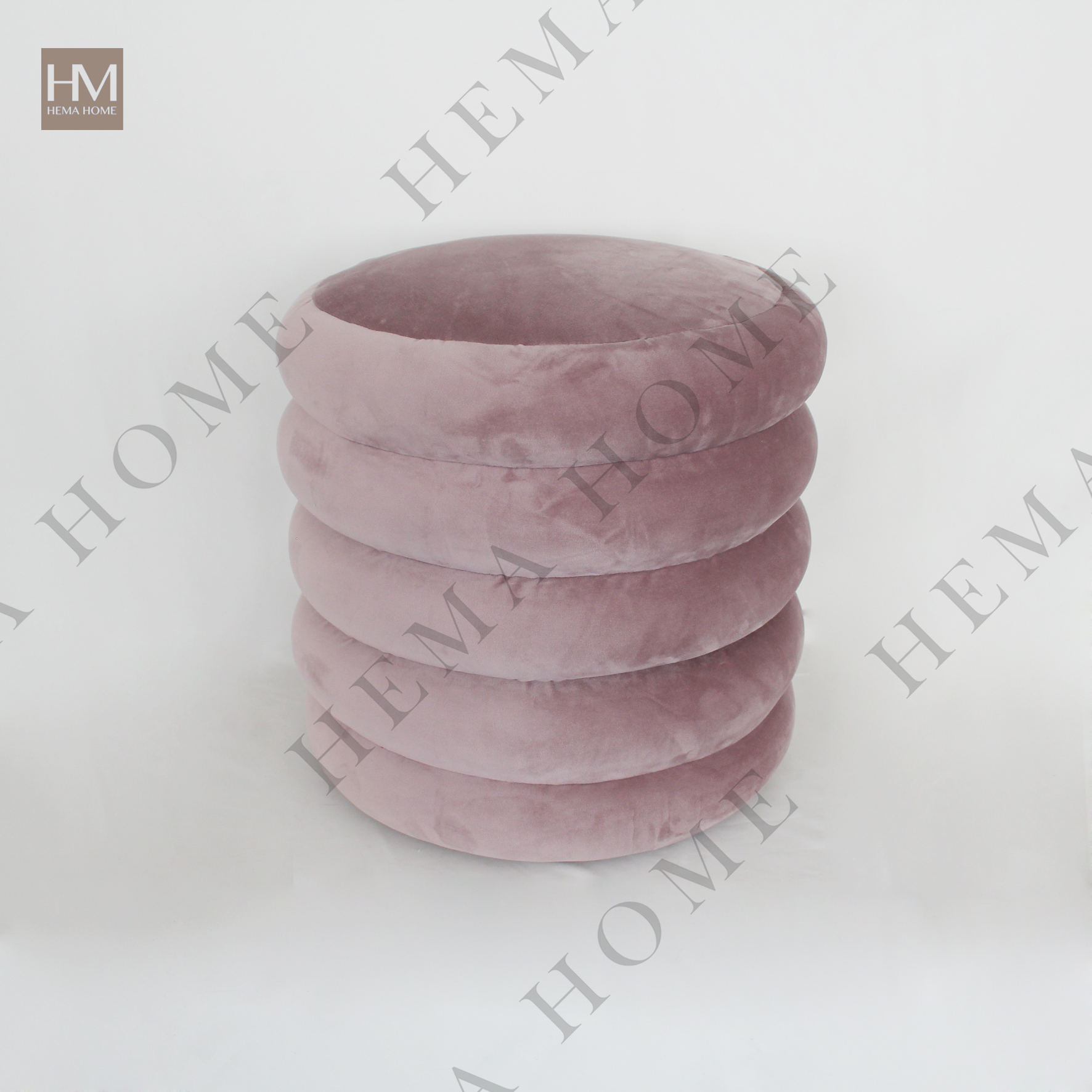 Velvet Round Pouf