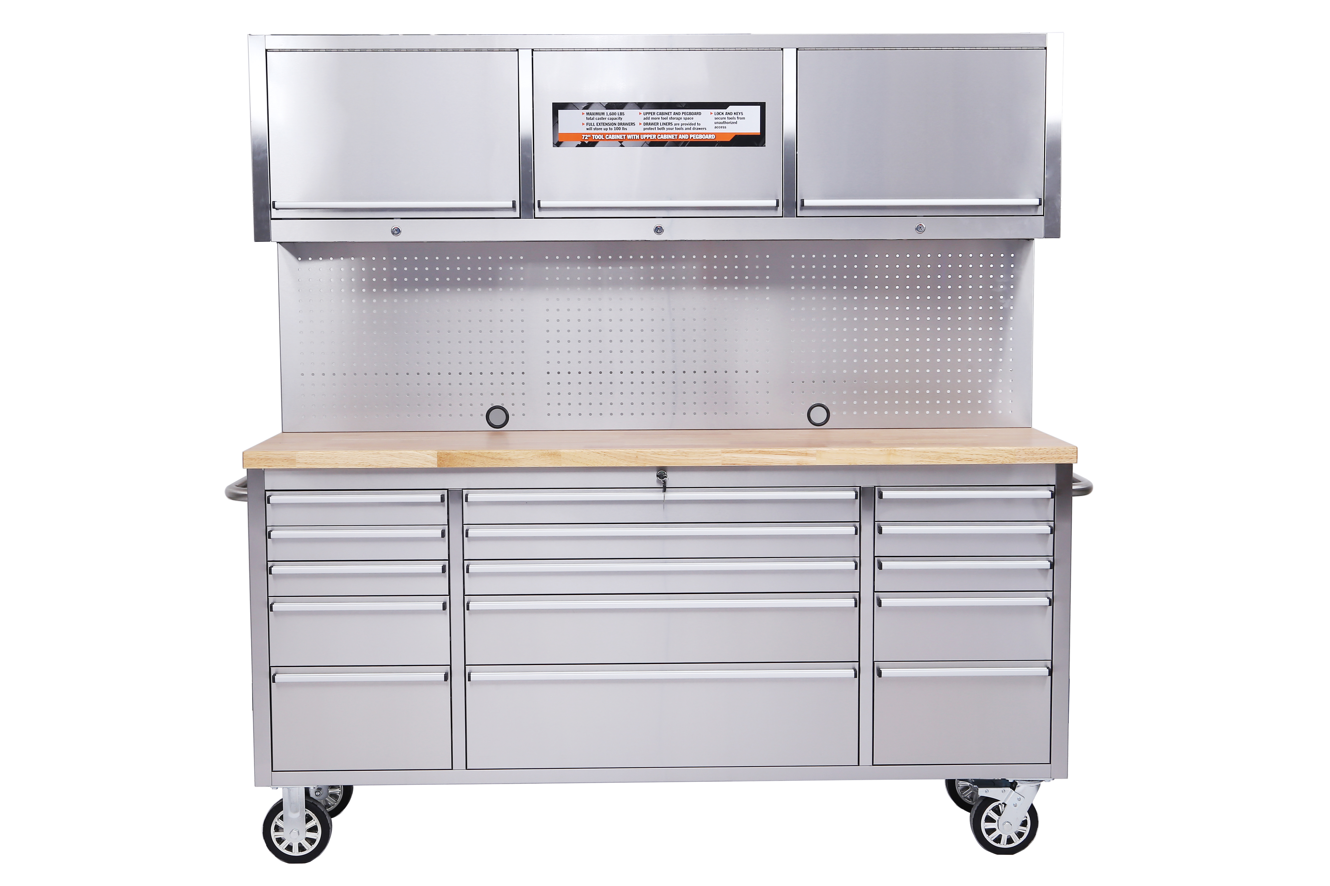 72inch 15 Drawers Tool Chest With Up Cabinet