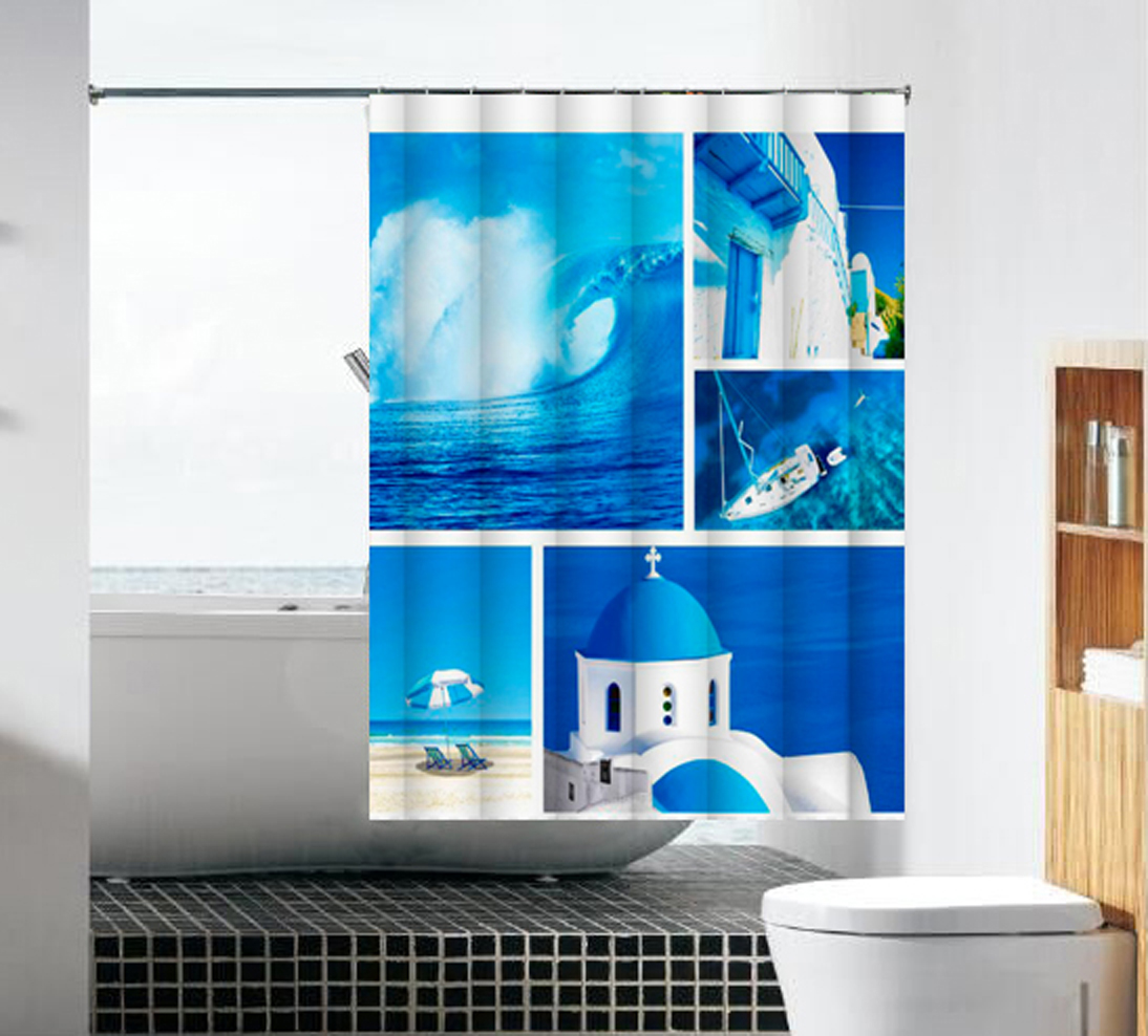 Flat Screen Printed Shoewr Curtain