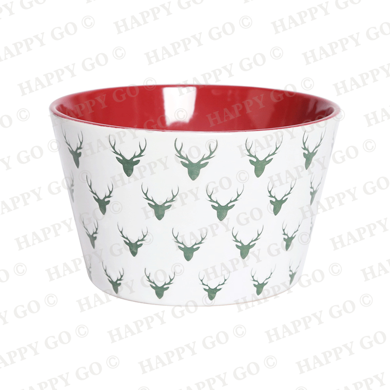 Stoneware silk screen printing 13.1cm bowl with Christmas design