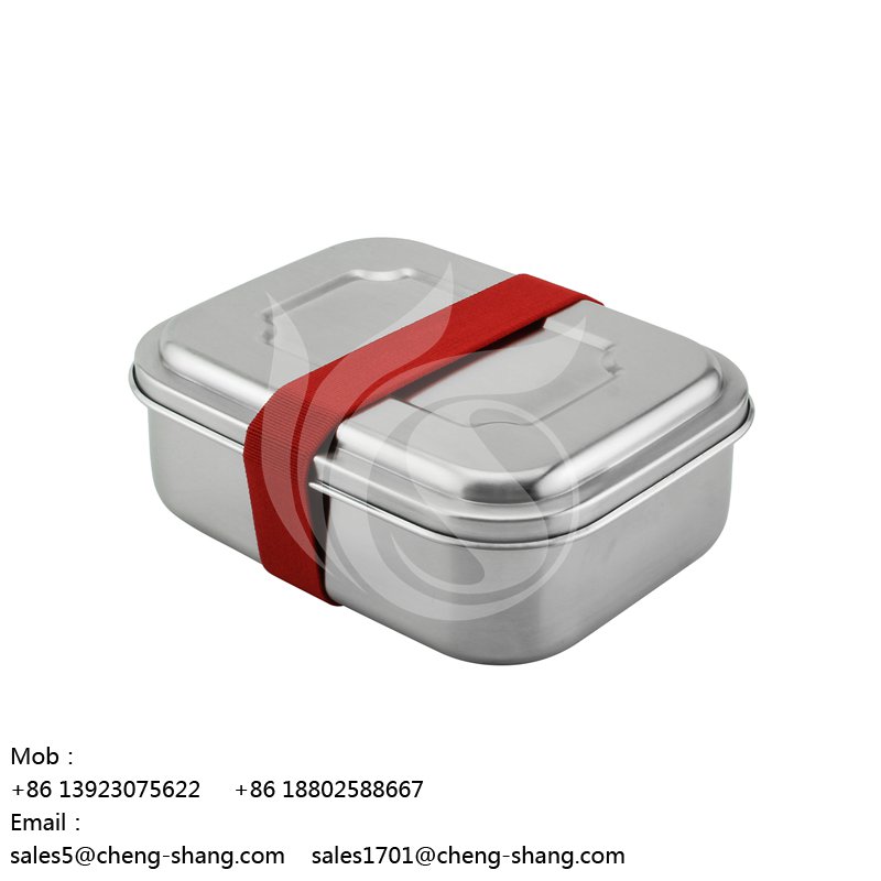 Home Premium Stainless Steel Food Containers Stainless Steel Retro Lunch Box Silicone Rubber Lunch Box Metal Salad Lunch Box