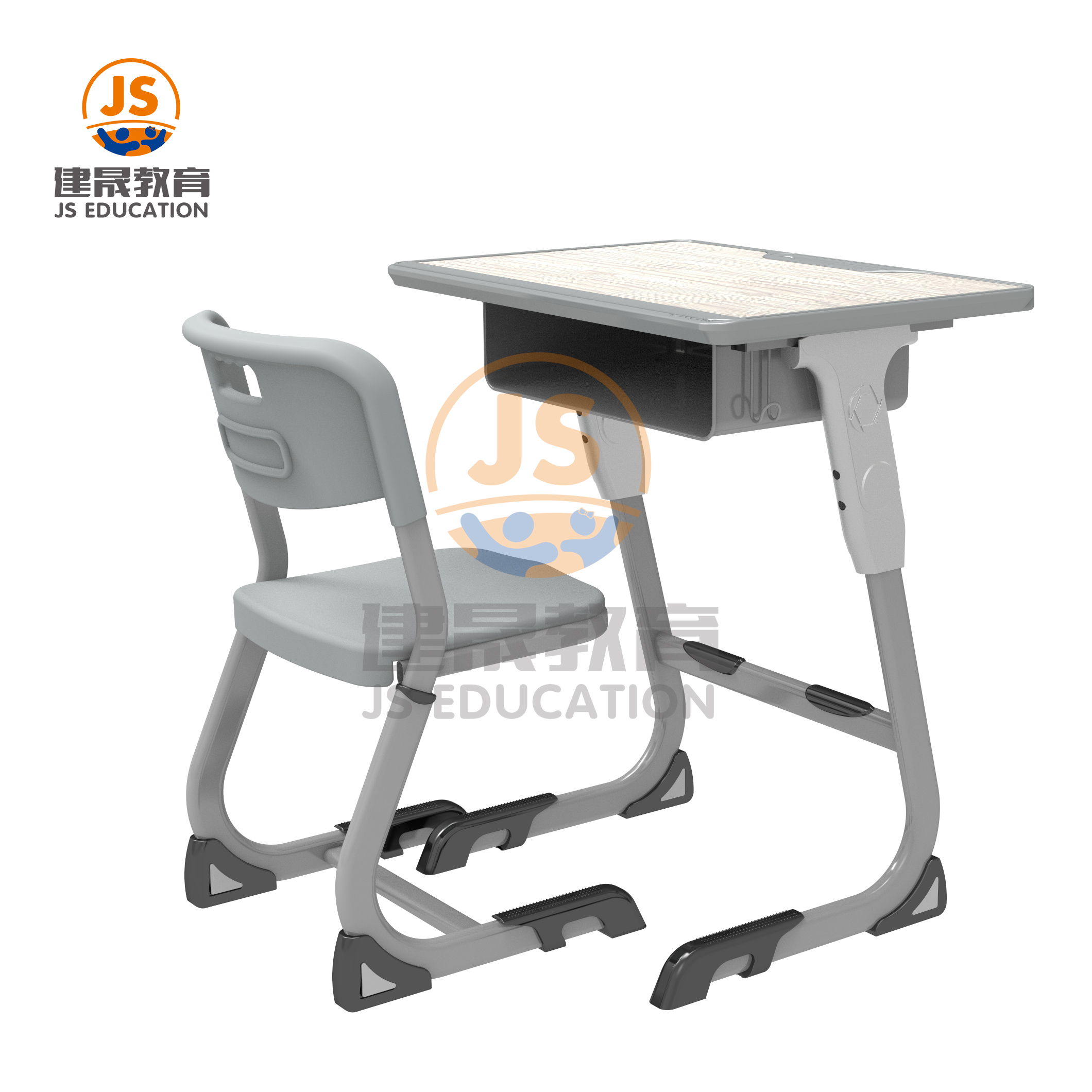 Aluminum structure height adjustable high school furniture classroom desk and chair
