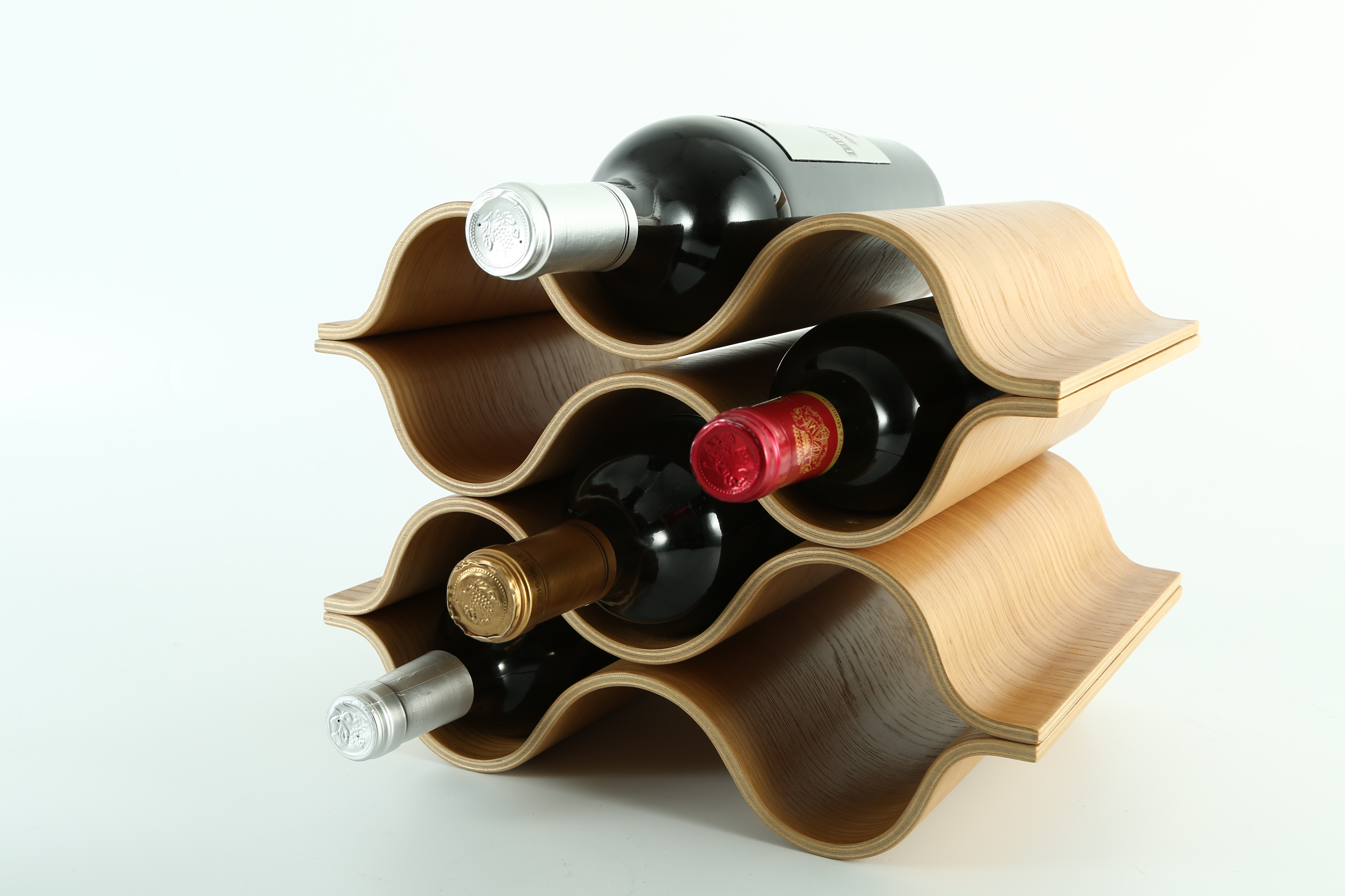 Wholesale modern natural wood table storage countertop wine rack holder