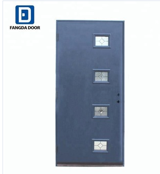 Fangda high quality 4 lite modern blue security front doors