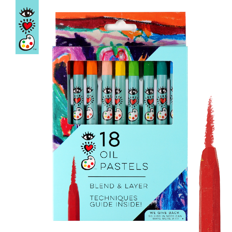 18 brilliant colors large hexagonal shape for kids coloring oil pastel set