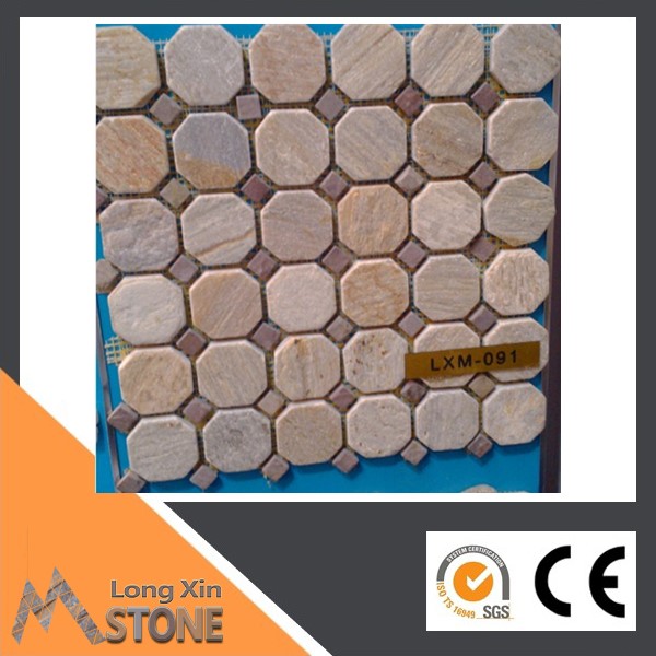Natural beige yellow+rusty slate stone mosaics 305X305 CM