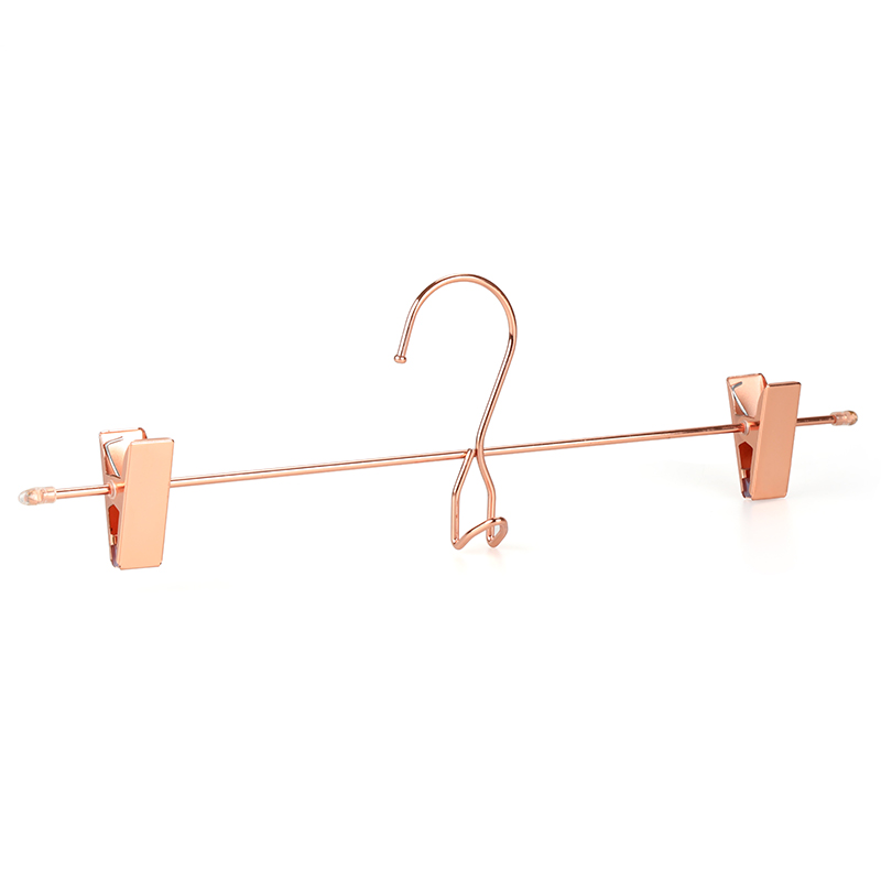 Shiny Rose Gold Flat Clips Metal Wire Slacks /trouser/ Skirt/Underwear Hanger with Extra Accessory Hook