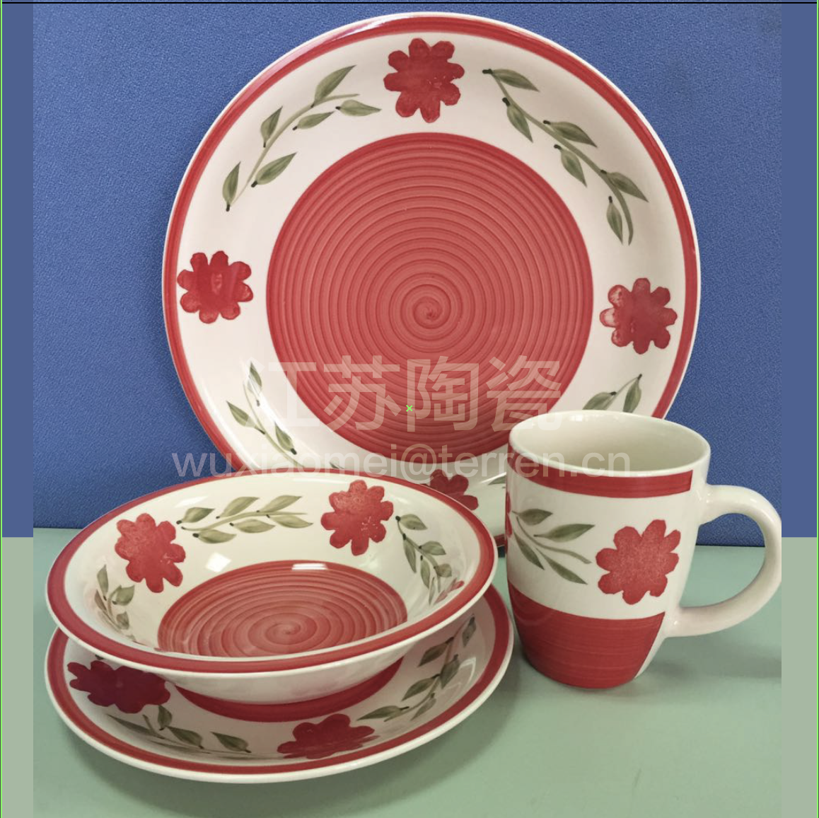 16pcs hand-painted stoneware tableware
