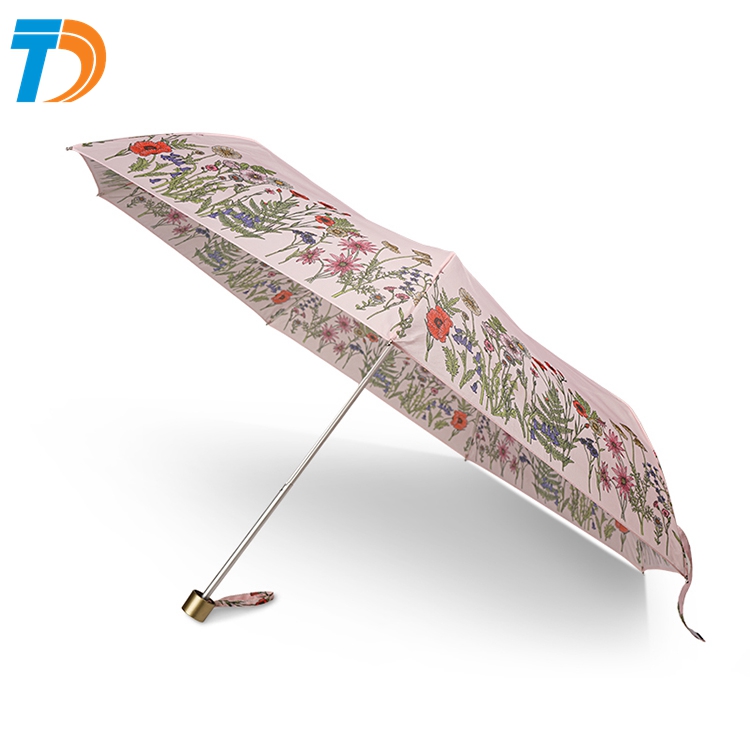 Tri-fold ultra-light hand-opened aluminum alloy umbrella