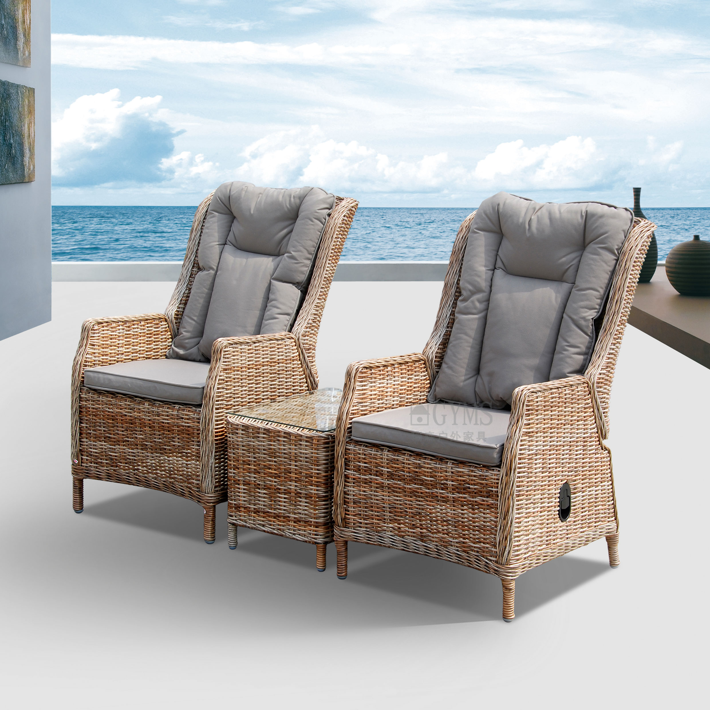 3pcs rattan balcony set