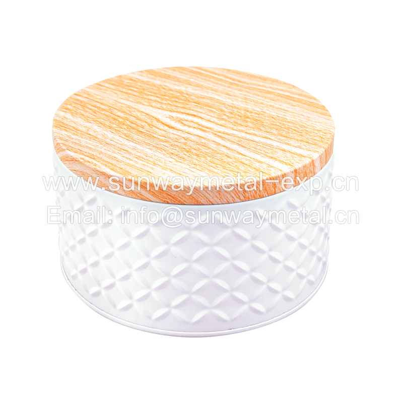 Wood grain tin box