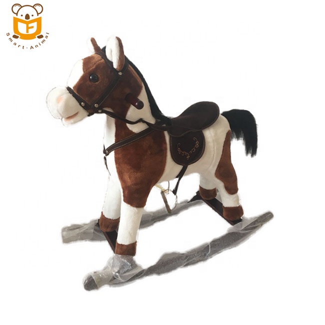 Kids plush rocking horse toy musical rocking chair stuffed wooden rocking horse