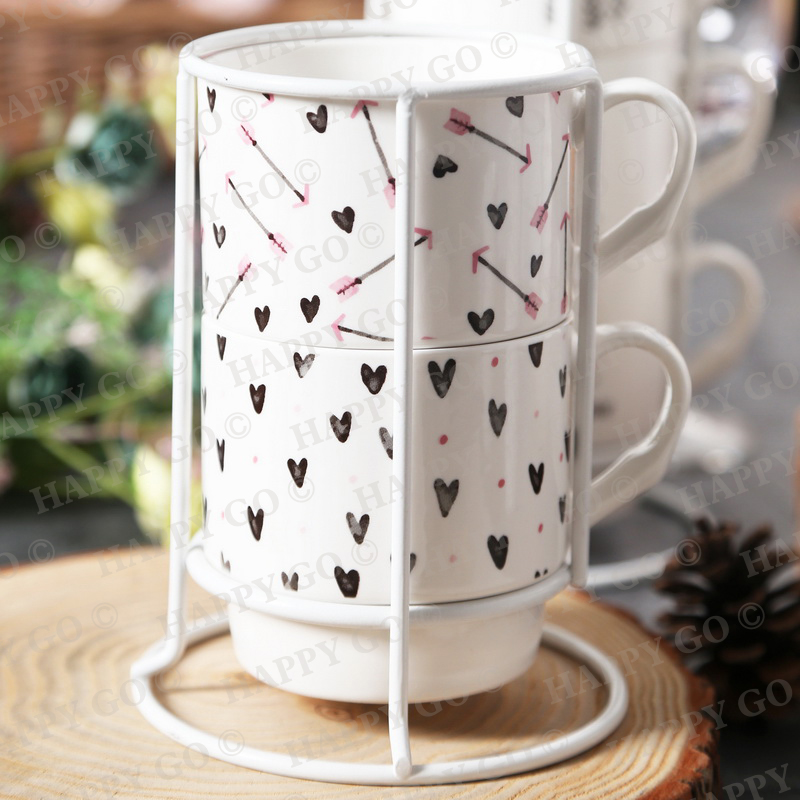 12OZ (340ML) Stackable cup watercolor love new bone china decal