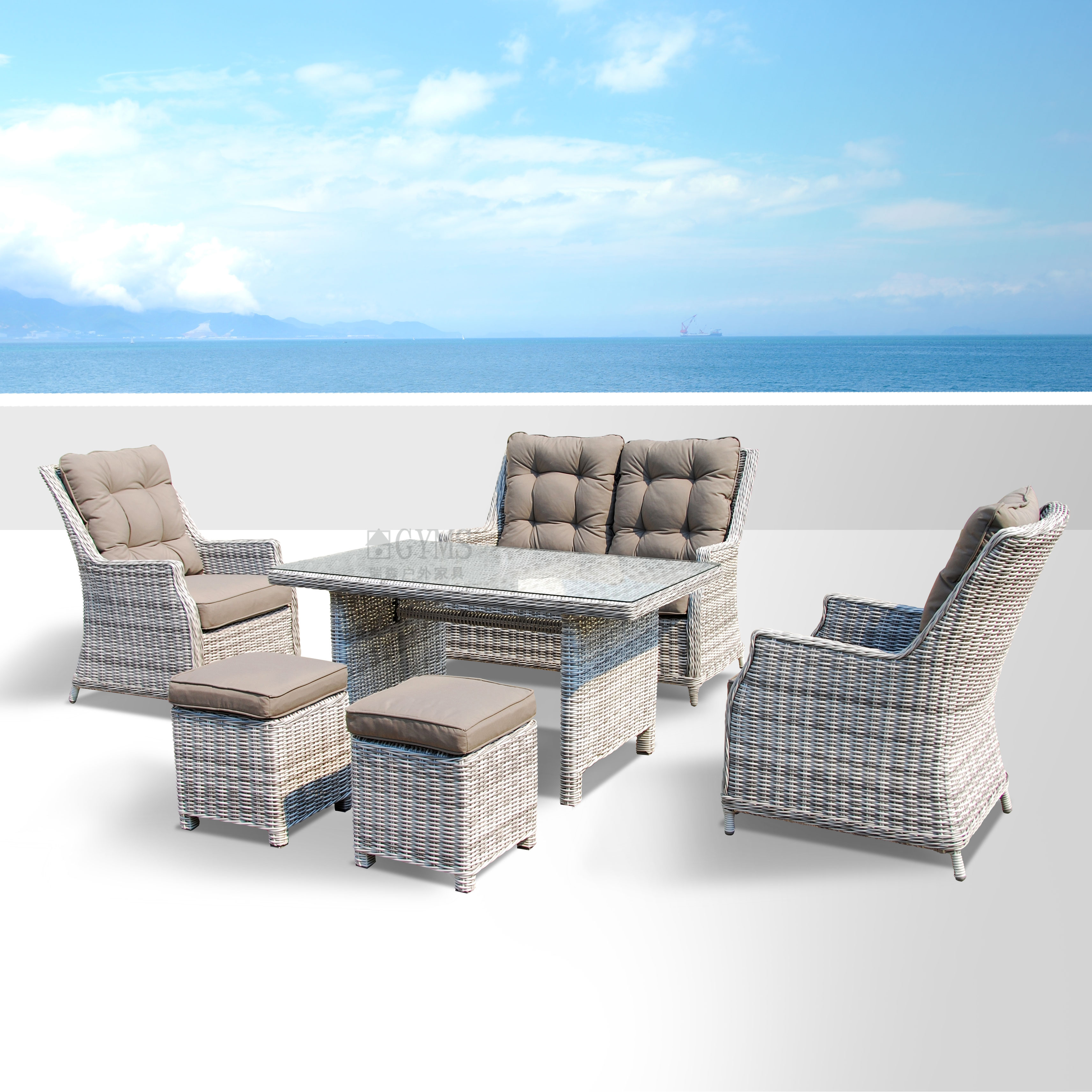 6pcs rattan lounge set