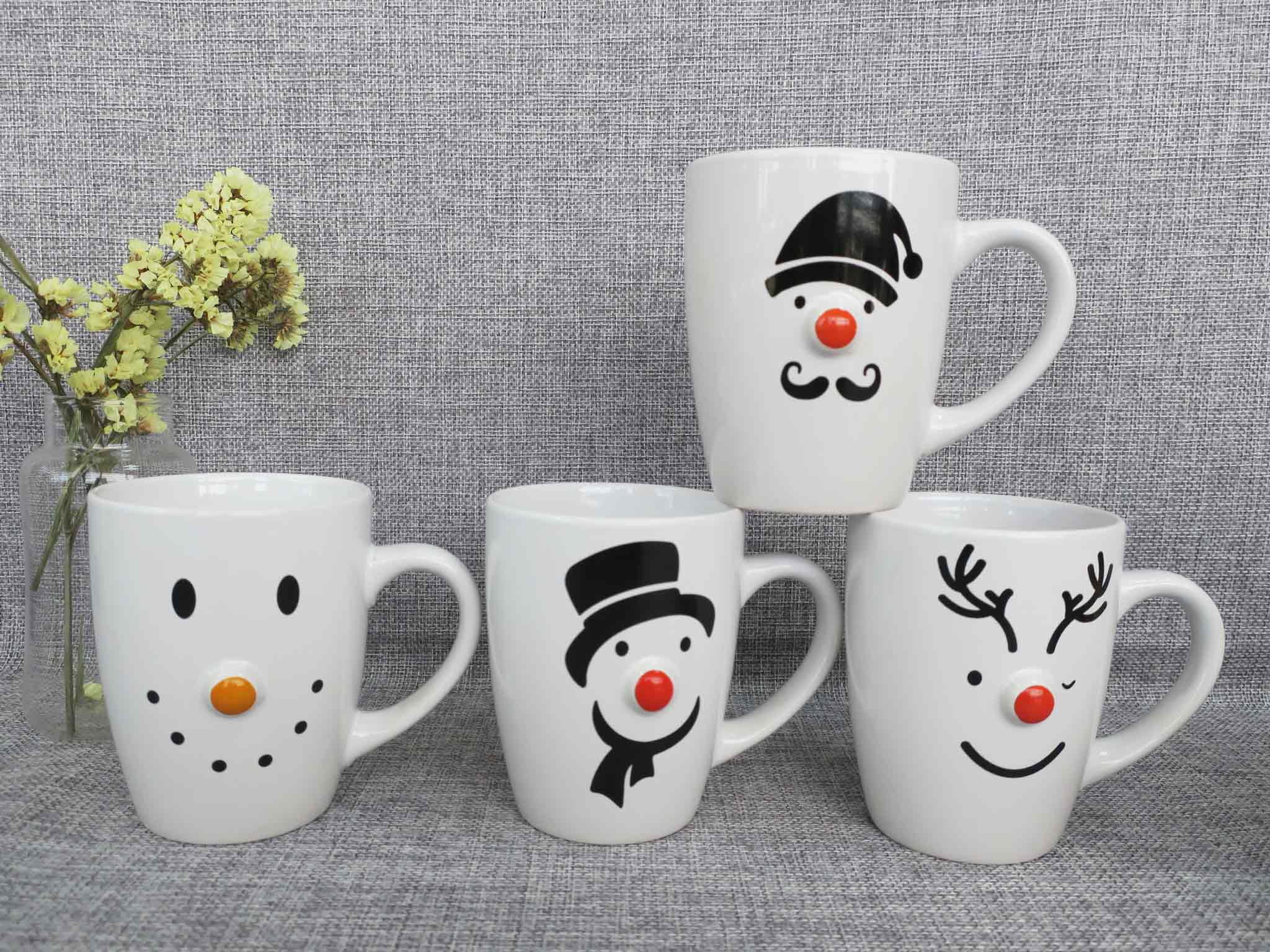 ceramic funny glazed color mug with nose gift promotion cup