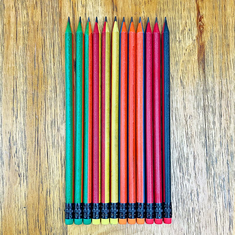 Bi-Color Wood HB Eraser Pencil Triangular