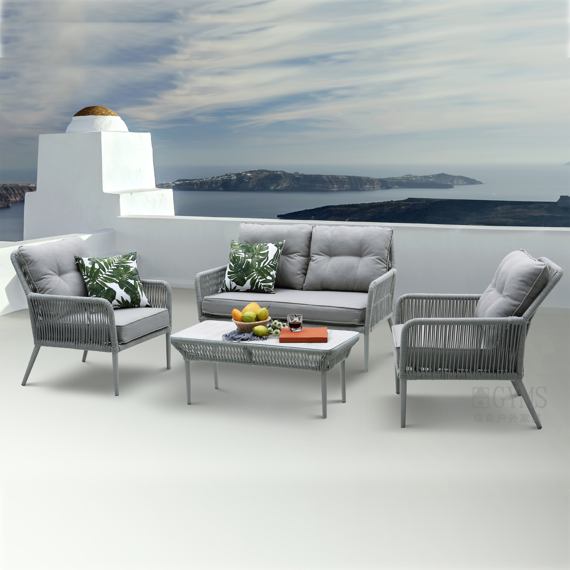 4pcs polyester rope lounge set