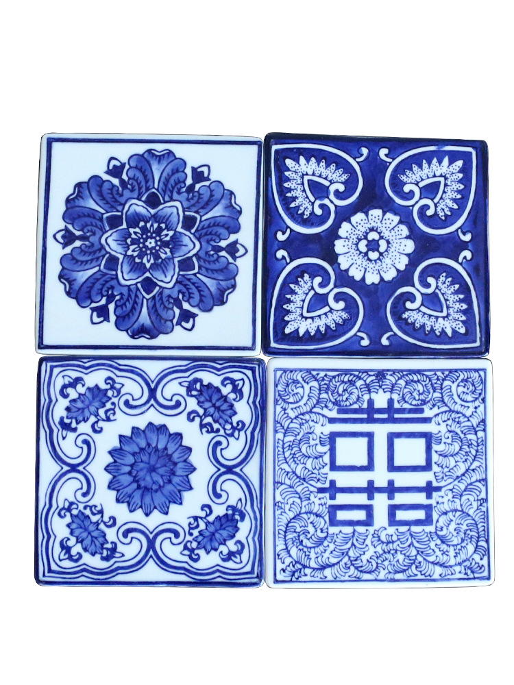 Blue and white China coaster