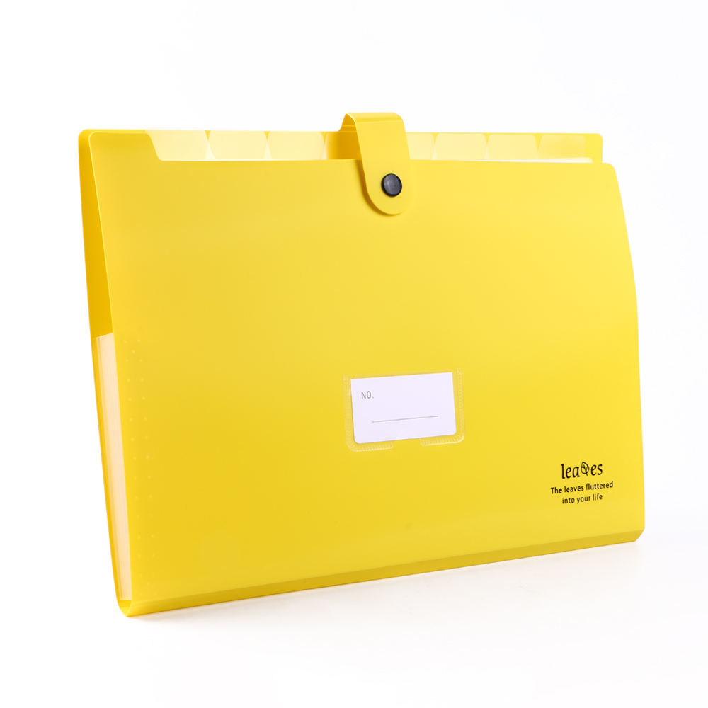 Eagle fashinable rainbow color portable A4 size PP plastic expanding file folder YELLOW COLOR