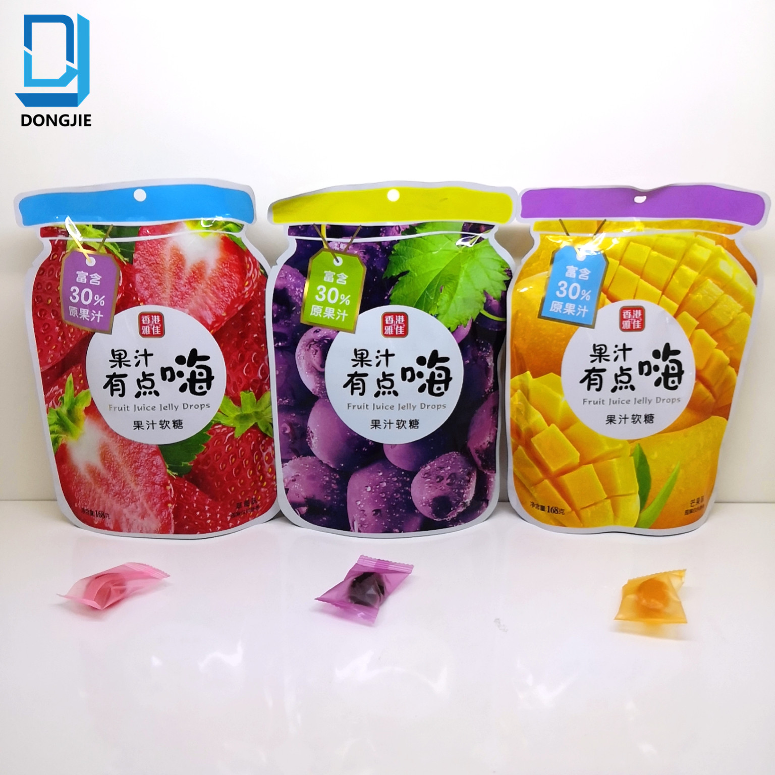 Fruit flavor soft candy (strawberry flavor，grape flavor ，mango flavor）