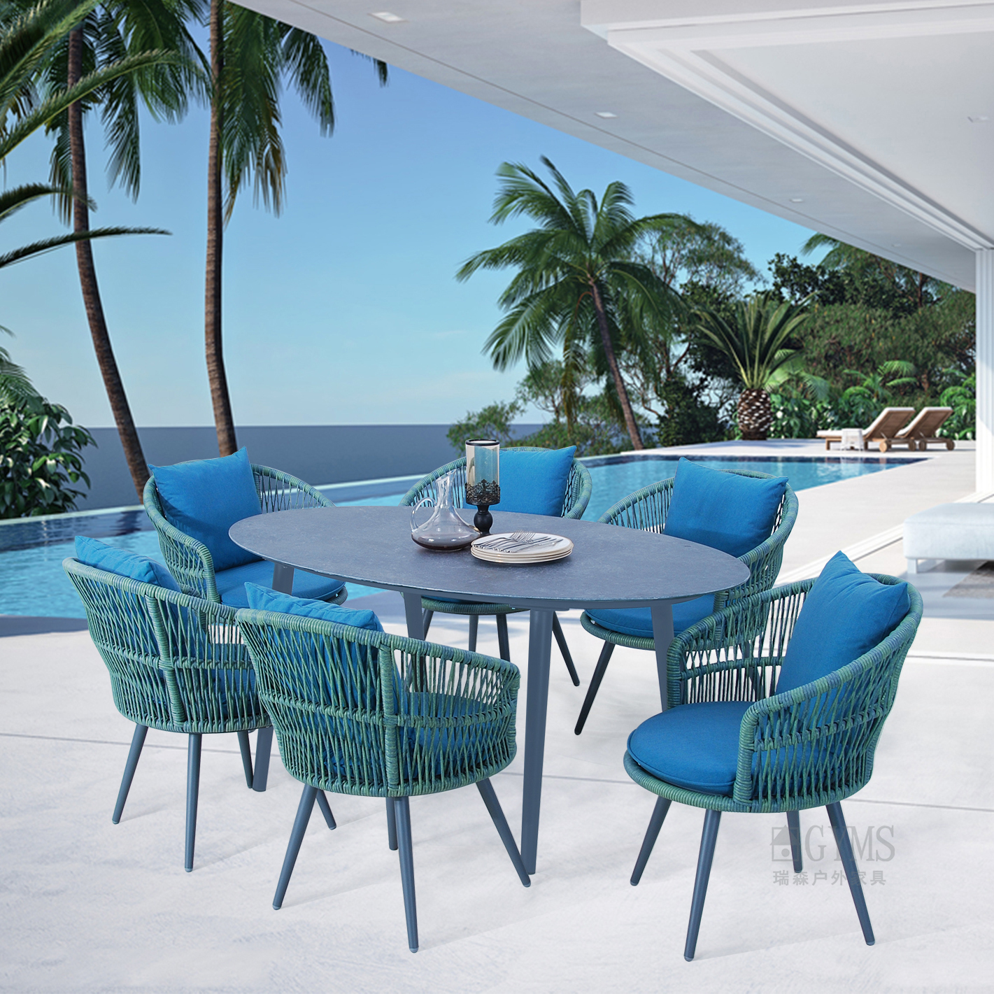 7pcs EVA rattan dining set