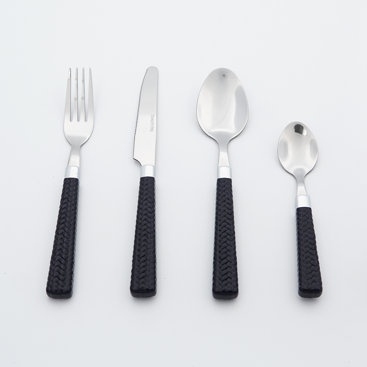 QZQ Stainless Steel Cutlery Plastic Handle Flatware Wholesale Mirror Polish Silverware Set