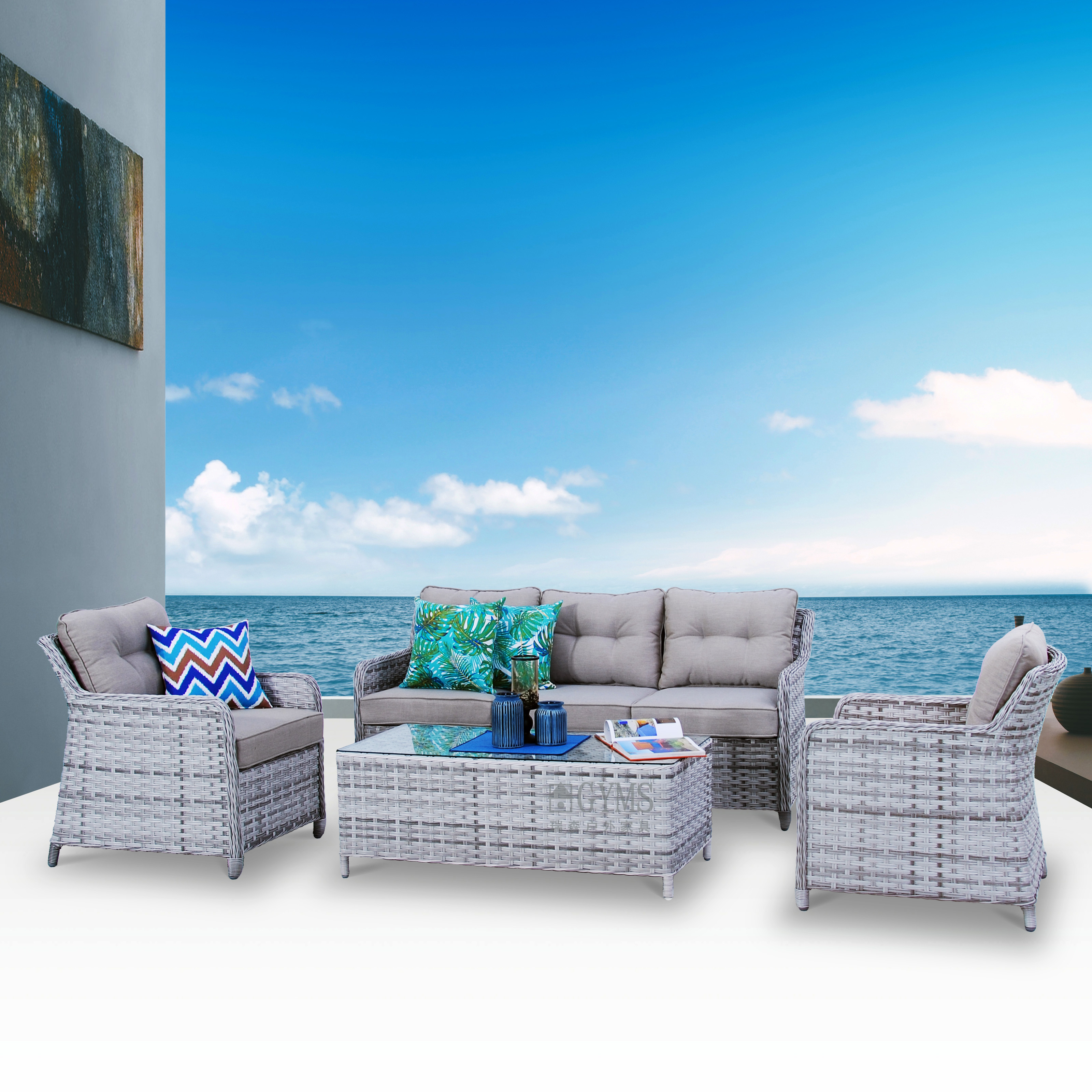 4pcs rattan lounge set