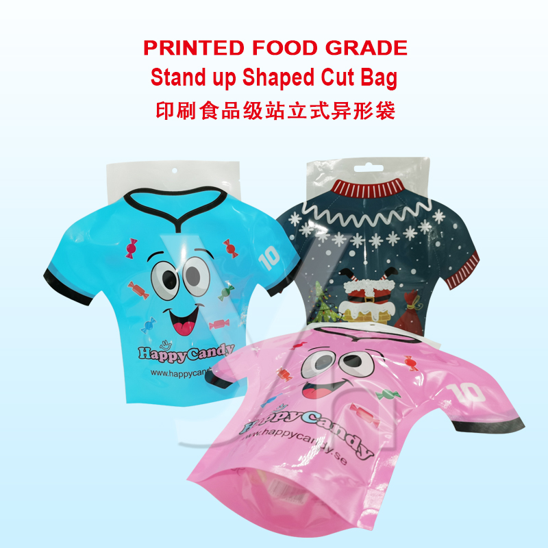 Printed Food Grade Stand up Shaped Cut Bag