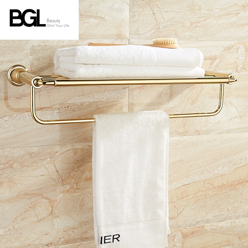Zinc Alloy Gold Double Towel Racks Bathroom Shelf Towel Bar Hardware Pendant
