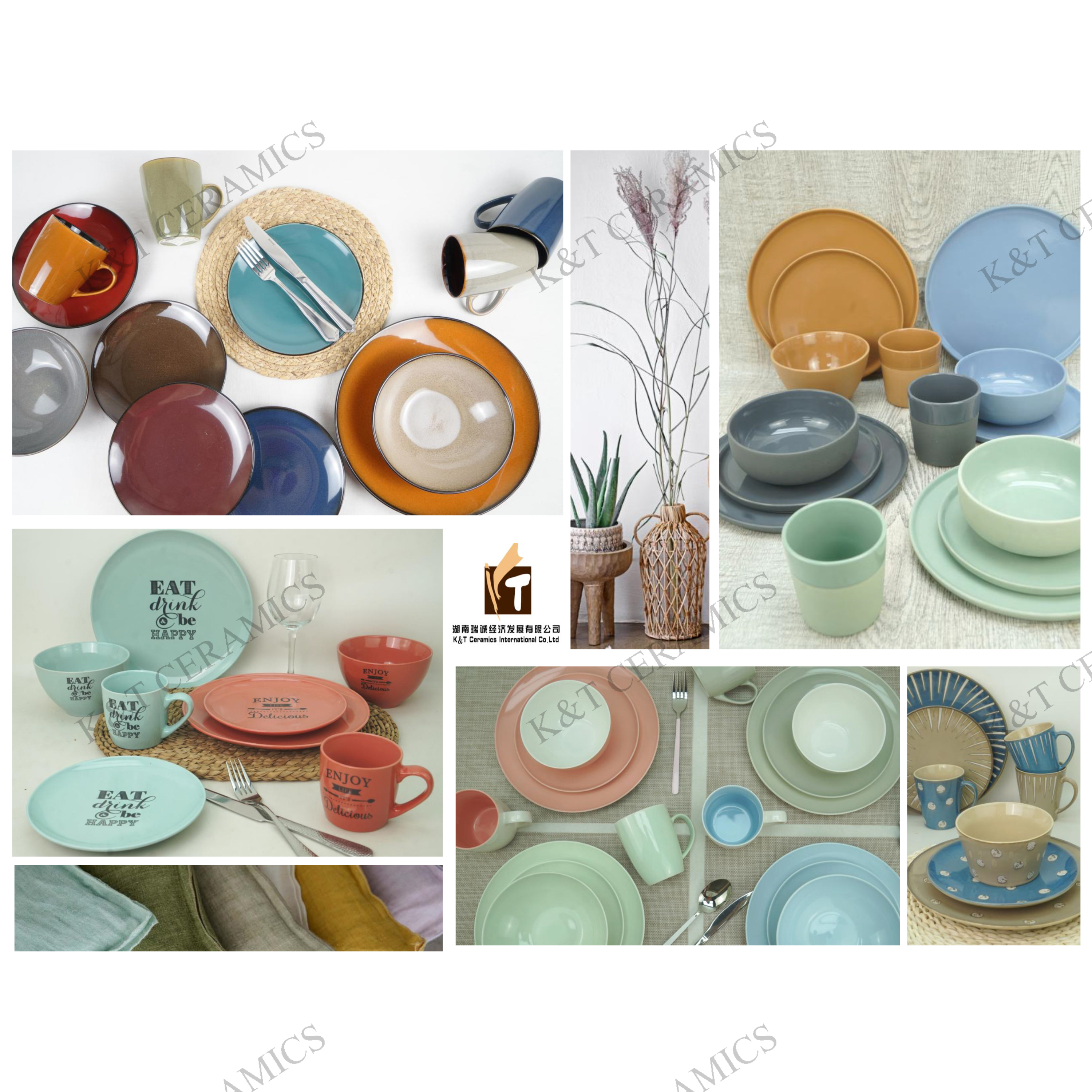 Color glaze stoneware dinner set