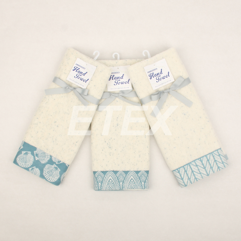 100%Cotton Fiber dye terry with jacquard border tea towel hand towel