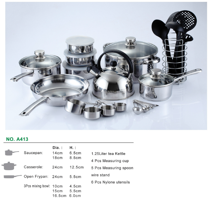 30pcs Stainless Steel cookware sets