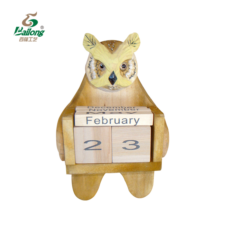 Wooden calendar with animal designs