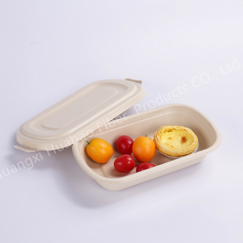 Biodegradable sugarcane bagasse 750ml food container with lid