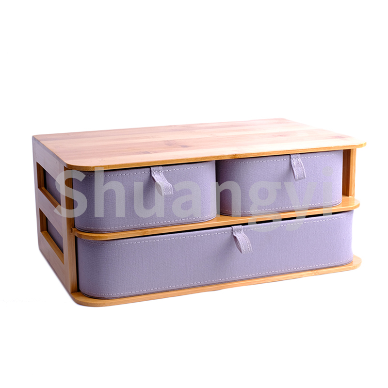 Bamboo storage box with fabric
