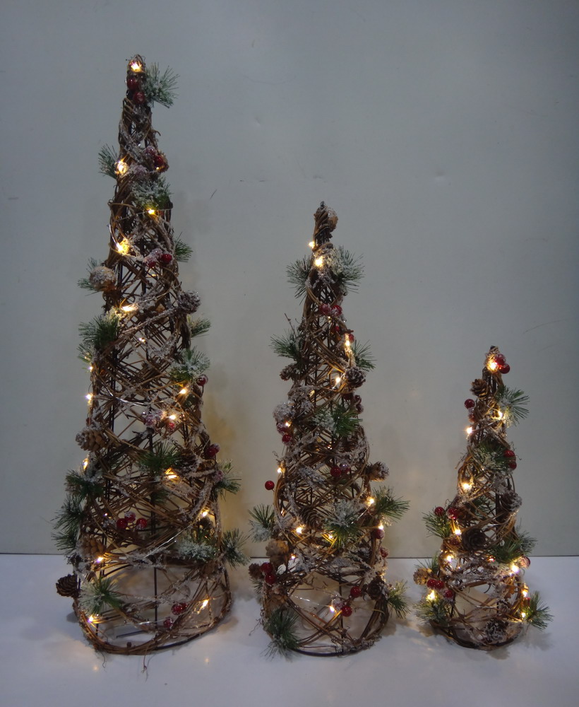 Rattan Cone Tree W/Flocking