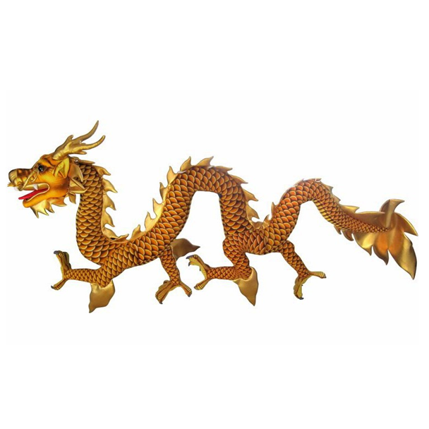 Realistic Plush Toy Golden Chinese Dragon