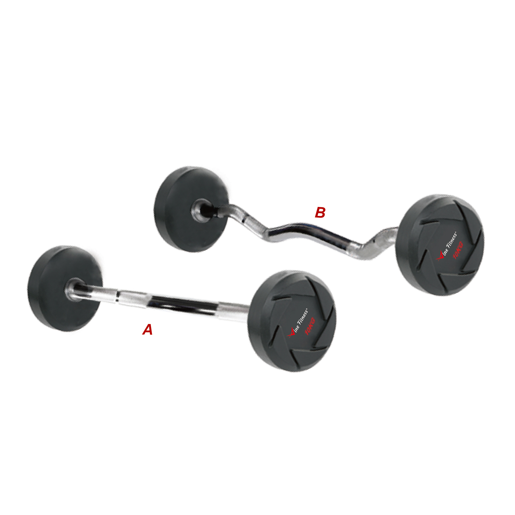 CPU/rubber barbell with curl handle