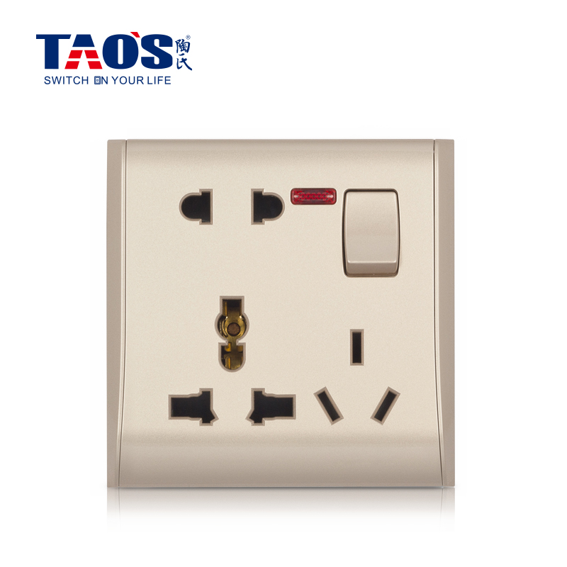 3 gang multi socket (8 pin) + neon + 10A switch