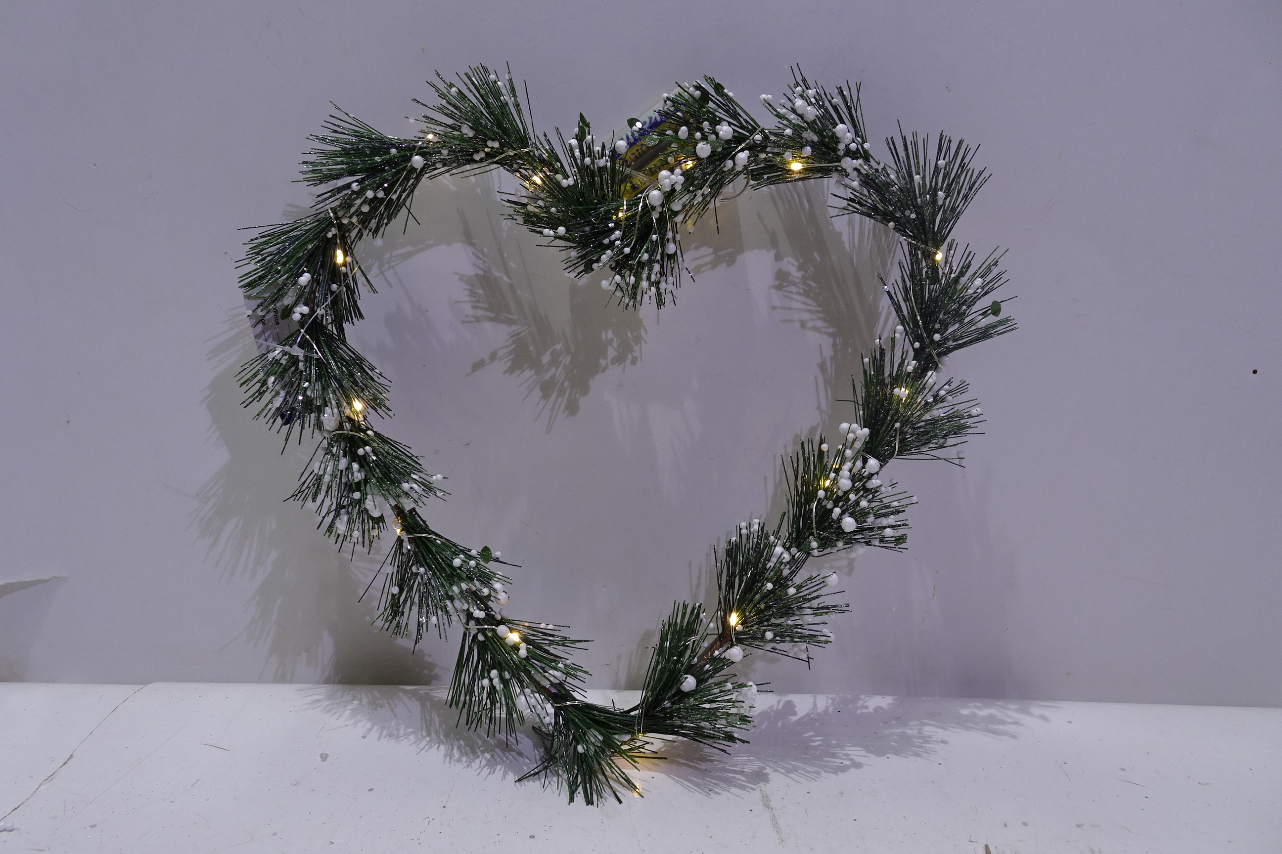 PVC heart wreath with battery lights