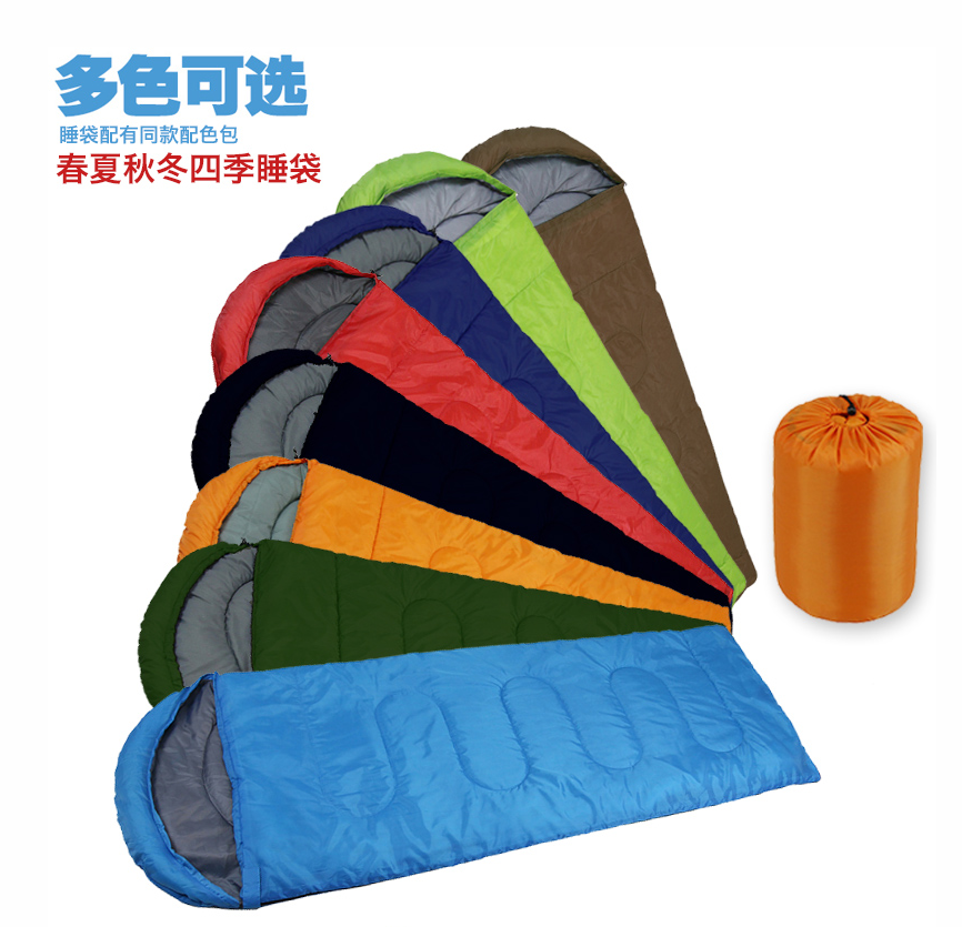 outdoor family lunch break single envelop spring and winter extra thick sleeping bag with hat