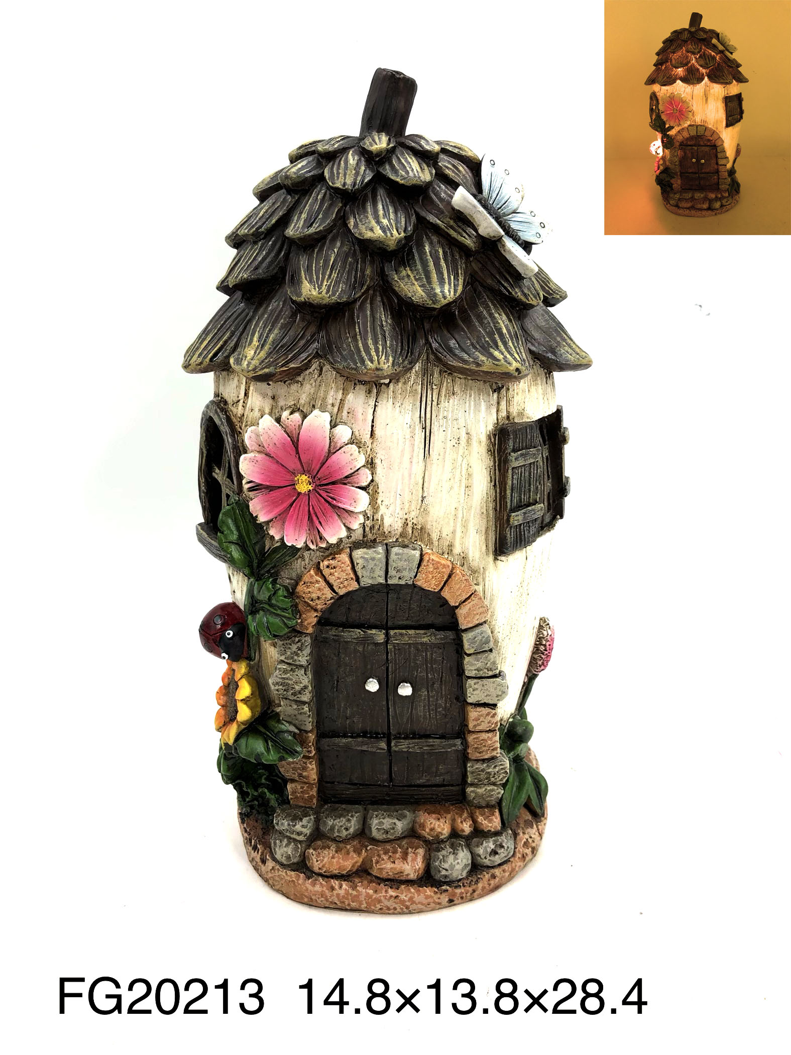 Garden polyresin decor with solar light