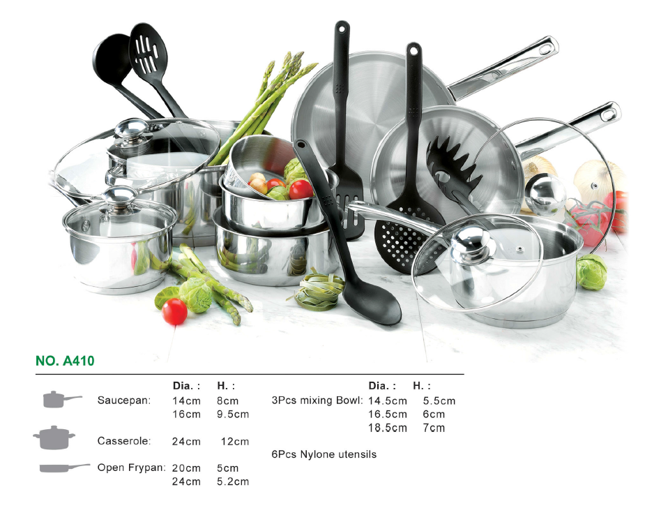 18pcs Stainless Steel cookware sets