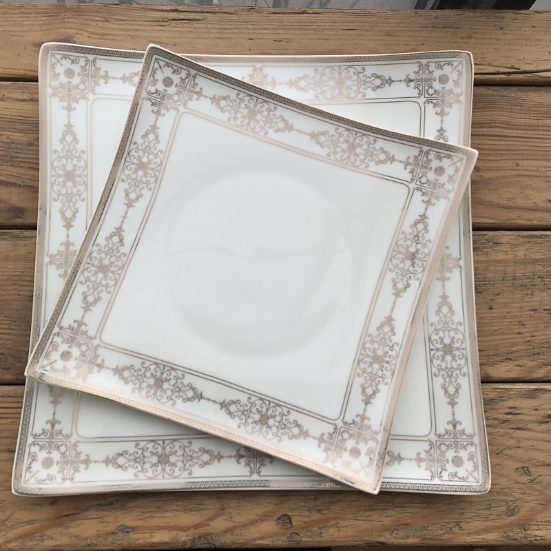 bone china square HP dinner set gold platinum