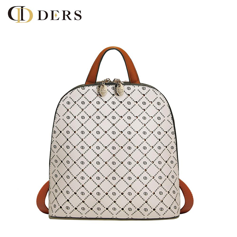 shiling leather--direct factory customized PVC printing laser punching and hot drilling with studs backpack and women bag