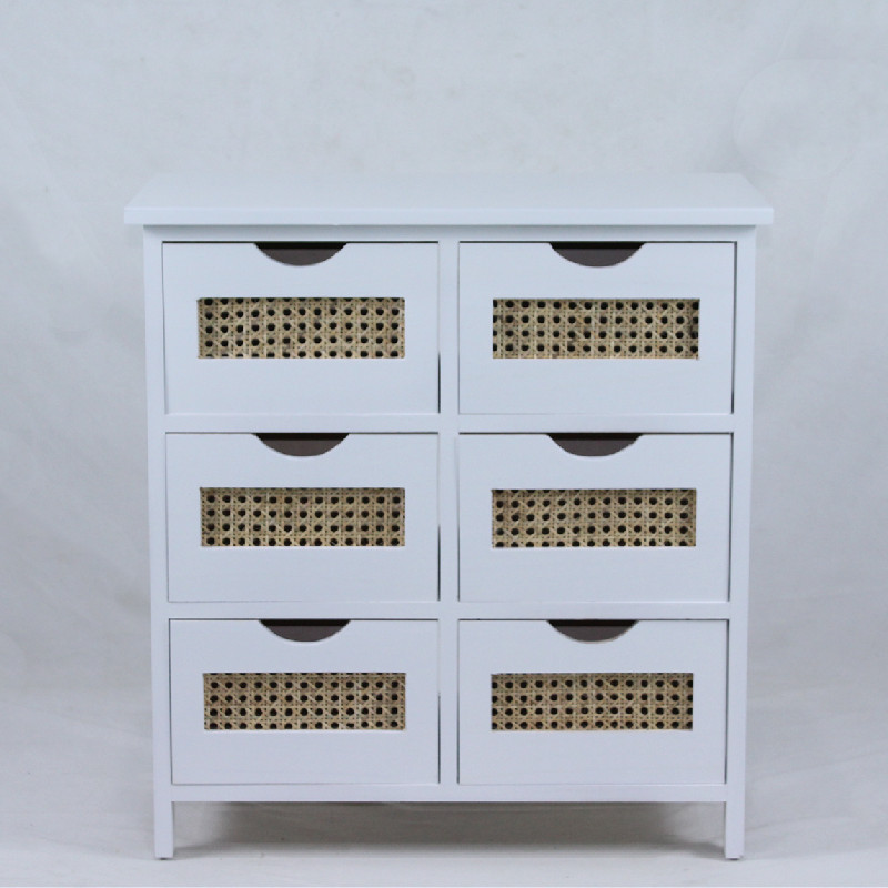 Chest of Drawers White 6 Drawers wholesale wooden cabinet