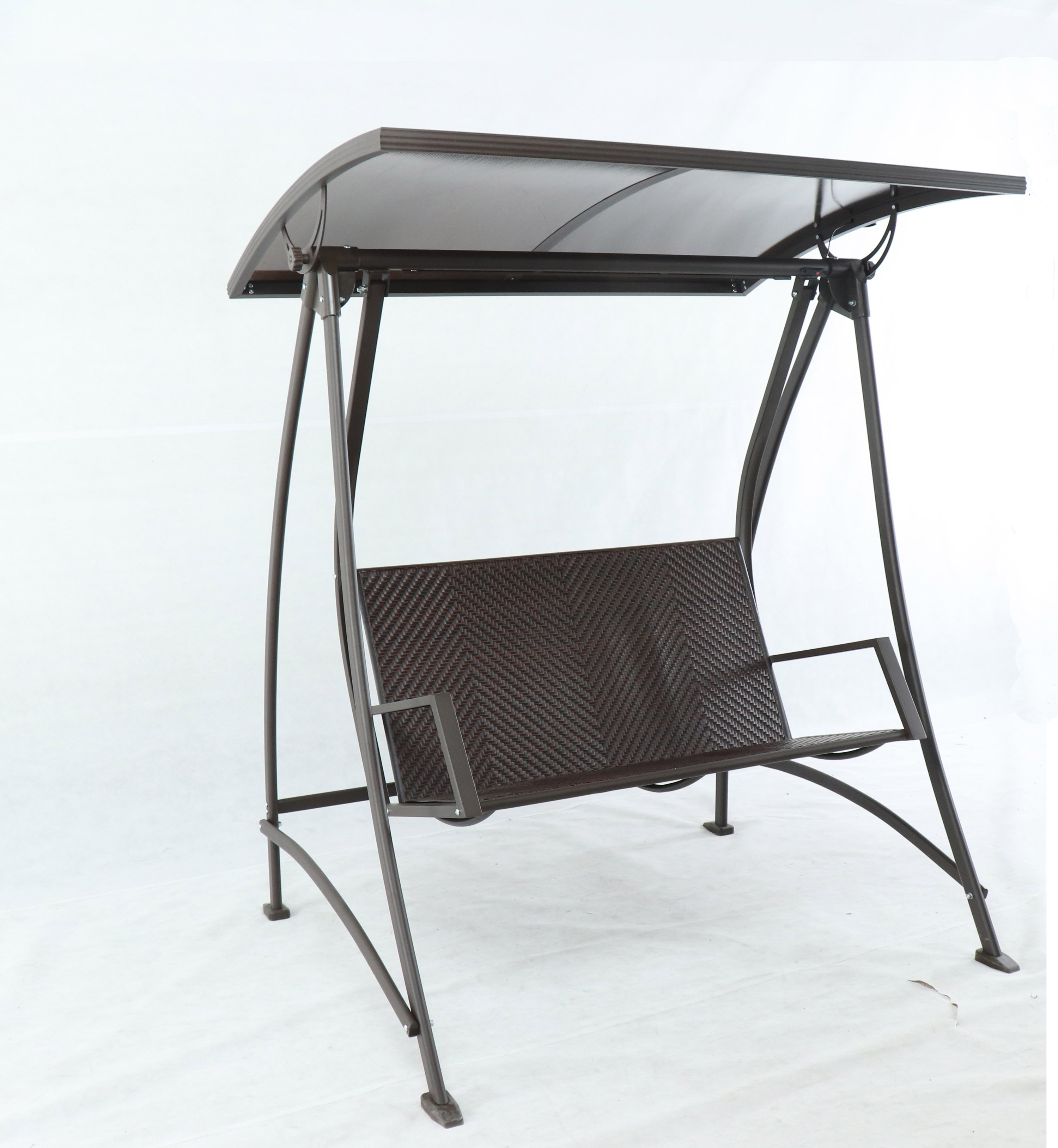 1 Outdoor leisure furniture Steel+Alu Wicker Swing_with solar energy light, chocolate coating