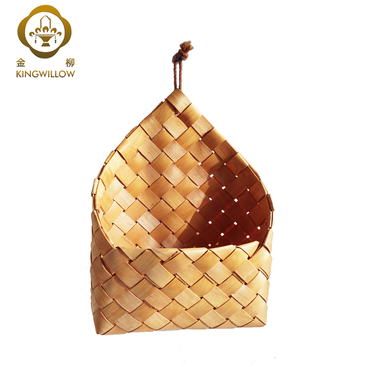kingwillow handmade woodchip hanging basket woodchip woven home storage basket woodchip home decoration basket