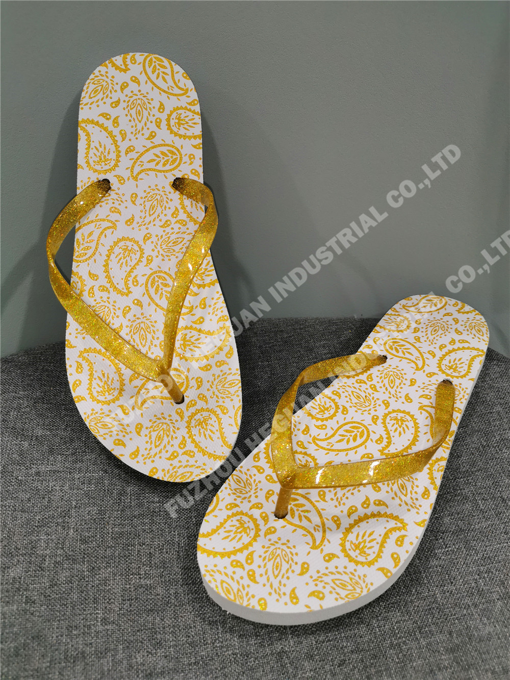 Women beach slipper with powder insock printing