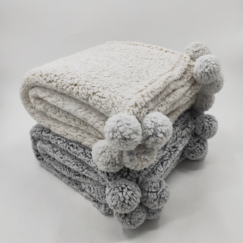Pom Pom Sherpa Throw